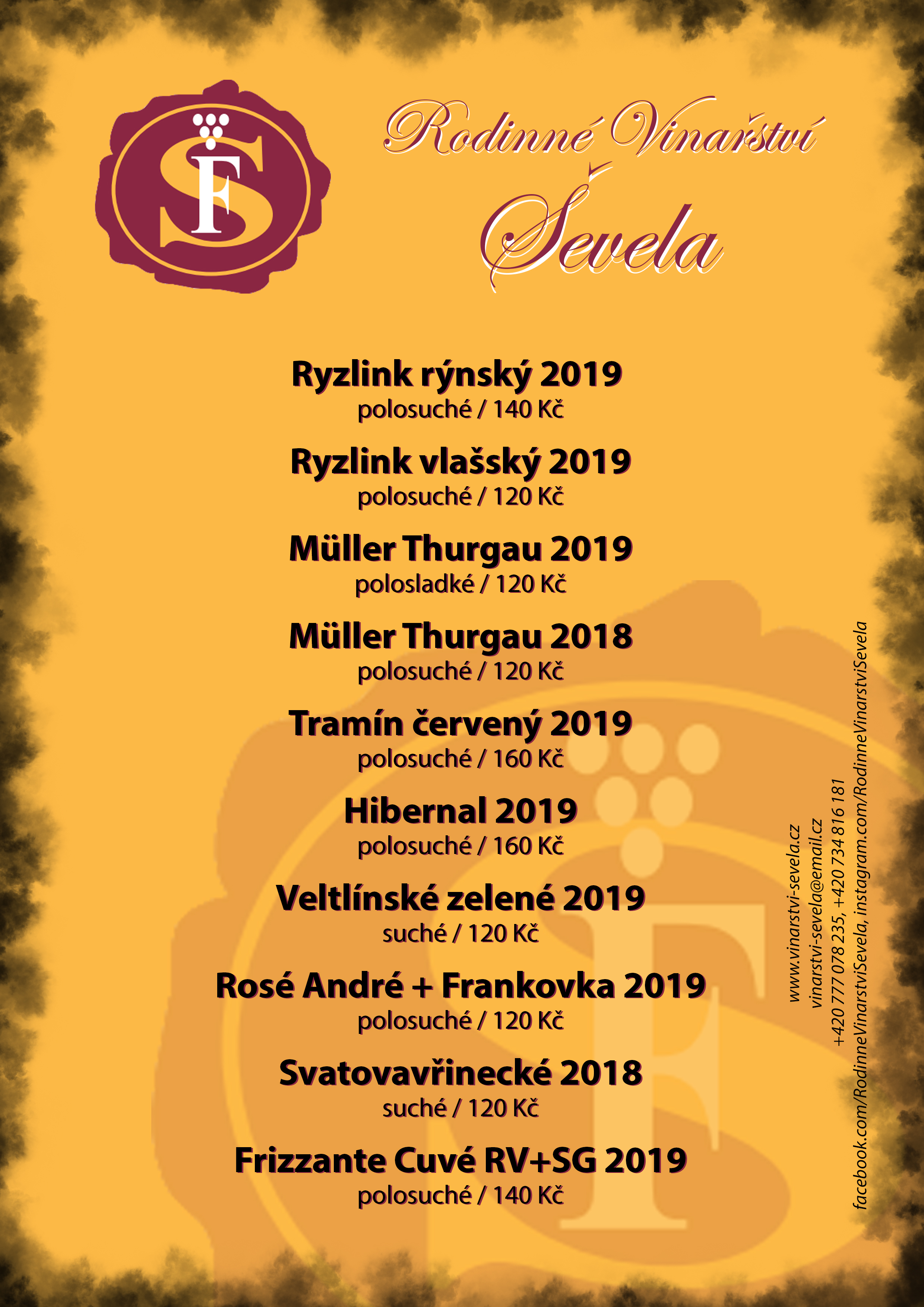 Ceník vín pro rok 2020
